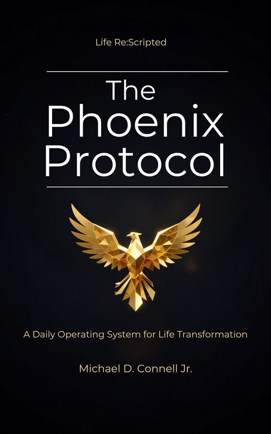 The Phoenix Protocol by Michael D. Connell Jr. — gold geometric phoenix on a black cover